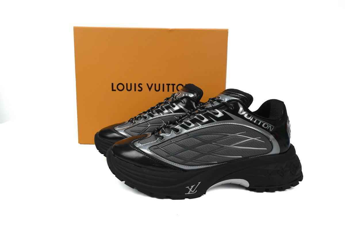 Custom LV Discovery Lace Up Black and White Silver SneakerNational