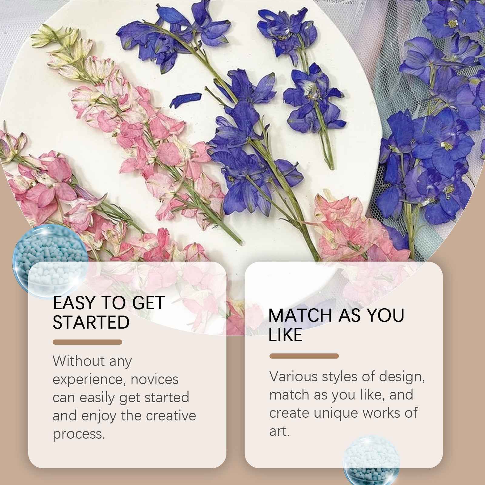 Dowmoo Dry Flower Bookmark Kit, Handmade Diy Bottle Dry Flower Hand Curtain Sticker Clear Bookmark Glass Bottle Decoration