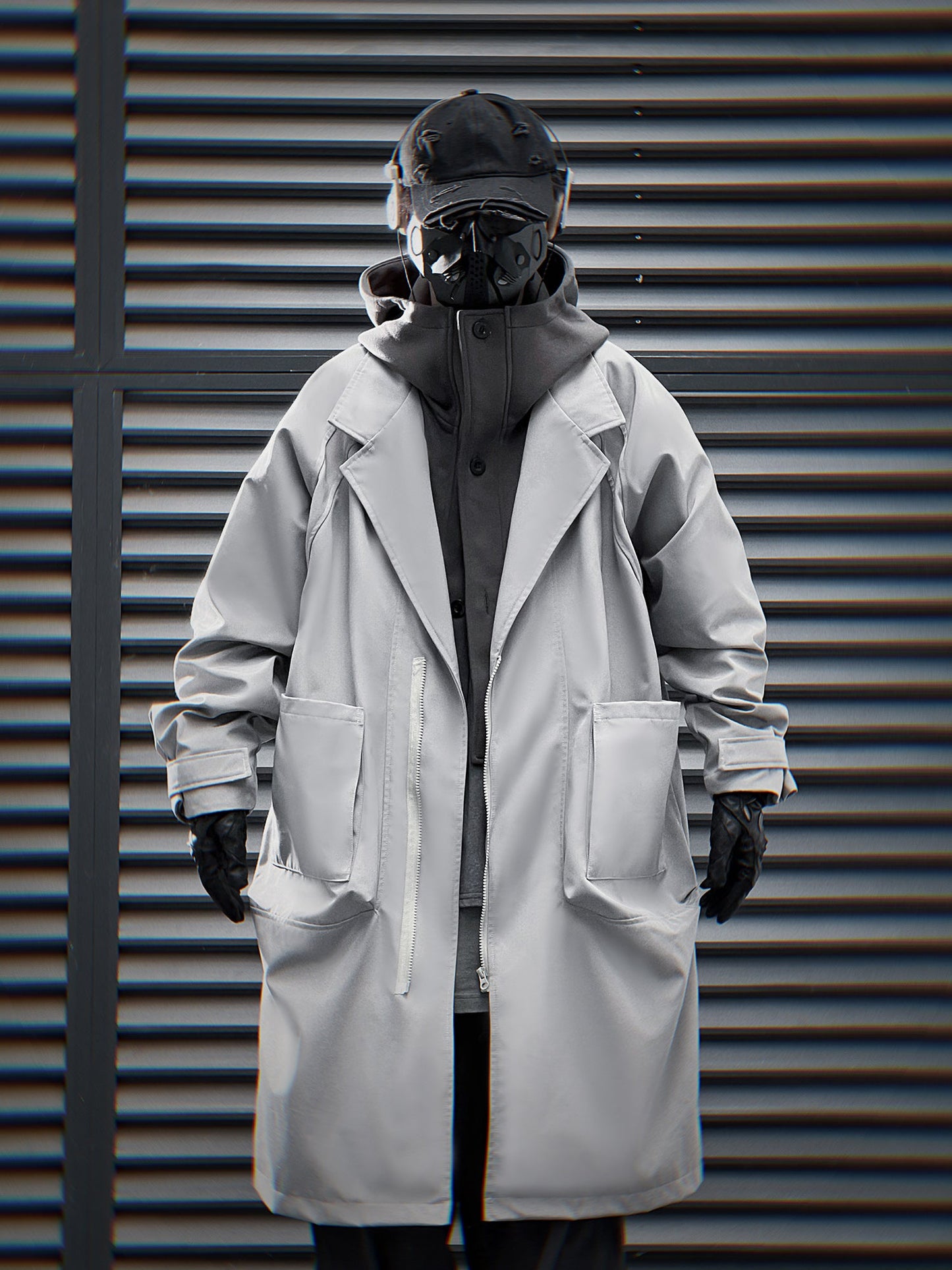 HiJ36 Grey Urban Trench Coat