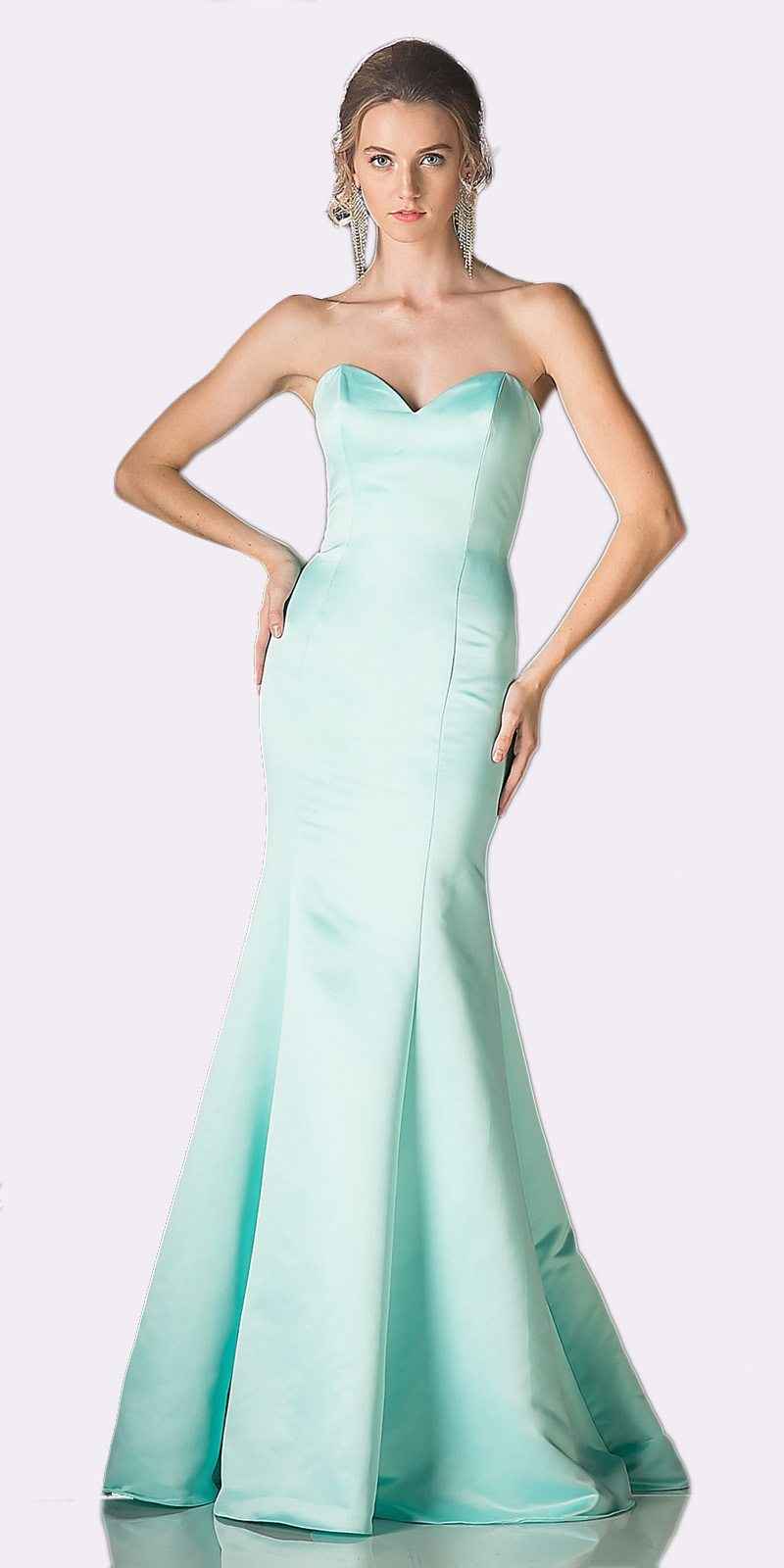 Cinderella Divine 8792 Strapless Sweetheart Neckline Mermaid Satin Gown