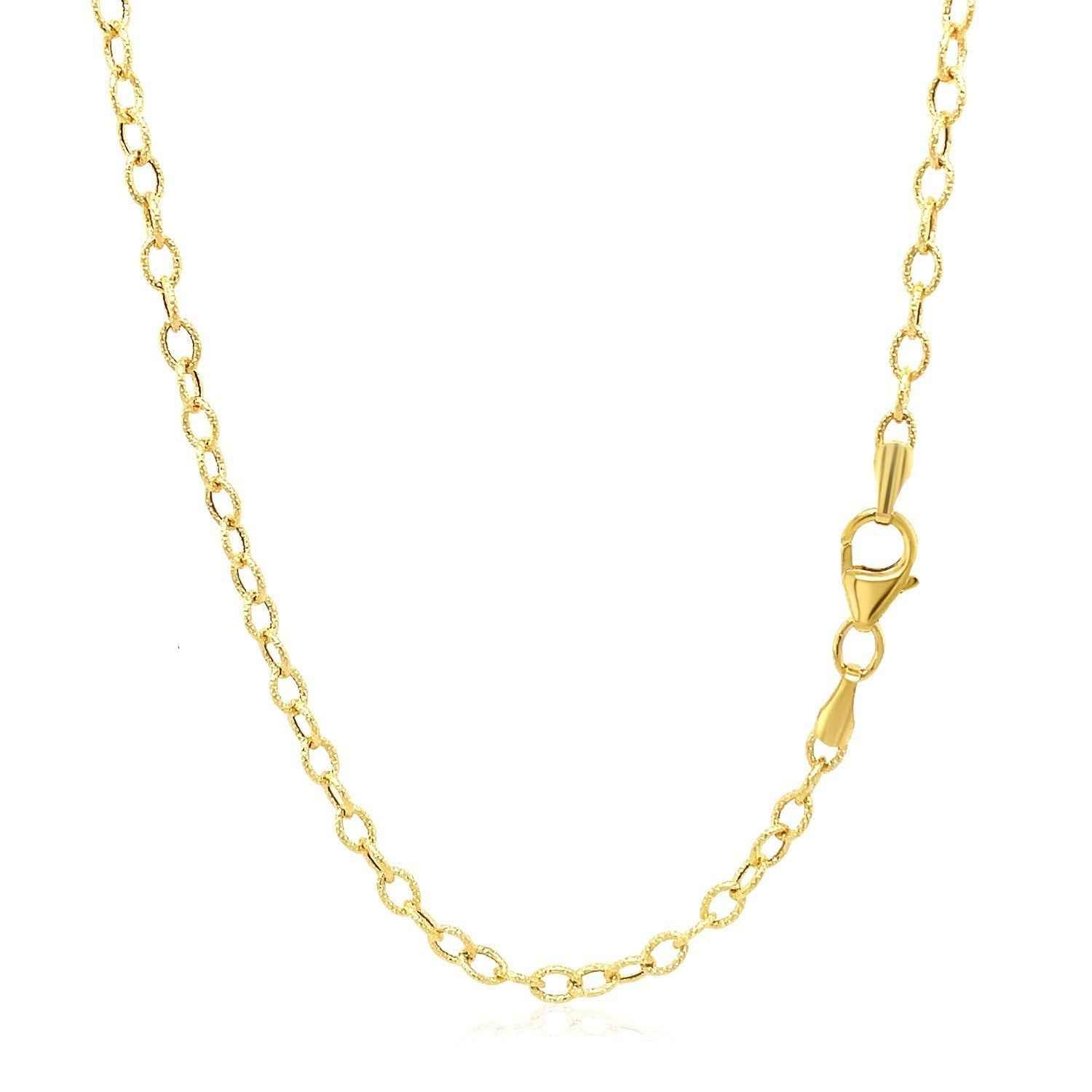 2.5mm 14k Yellow Gold Pendant Chain with Textured Links