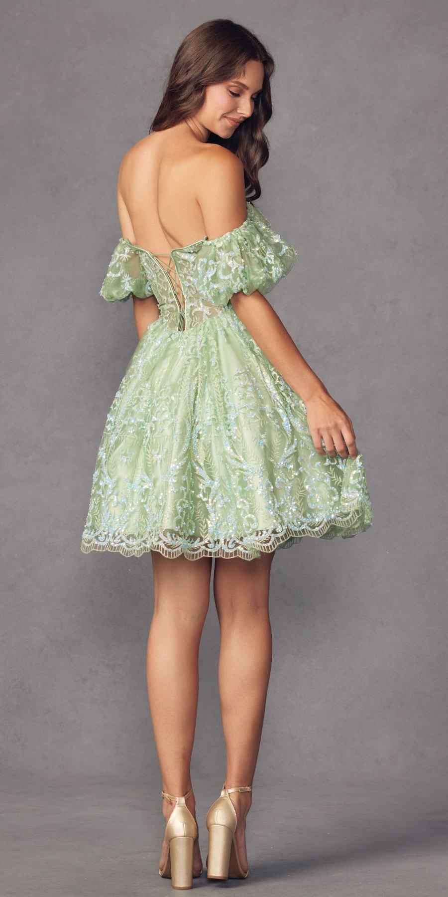 Juliet 891 dress Short Off Shoulder Puff Sleeve Corset Bodice A-Line Dress