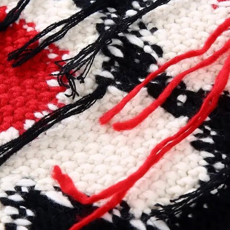 Red Heart Flower Knitted Vest