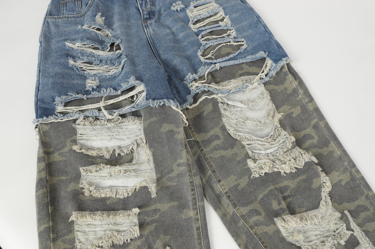 Ripped Denim Camo | Layered Jeans