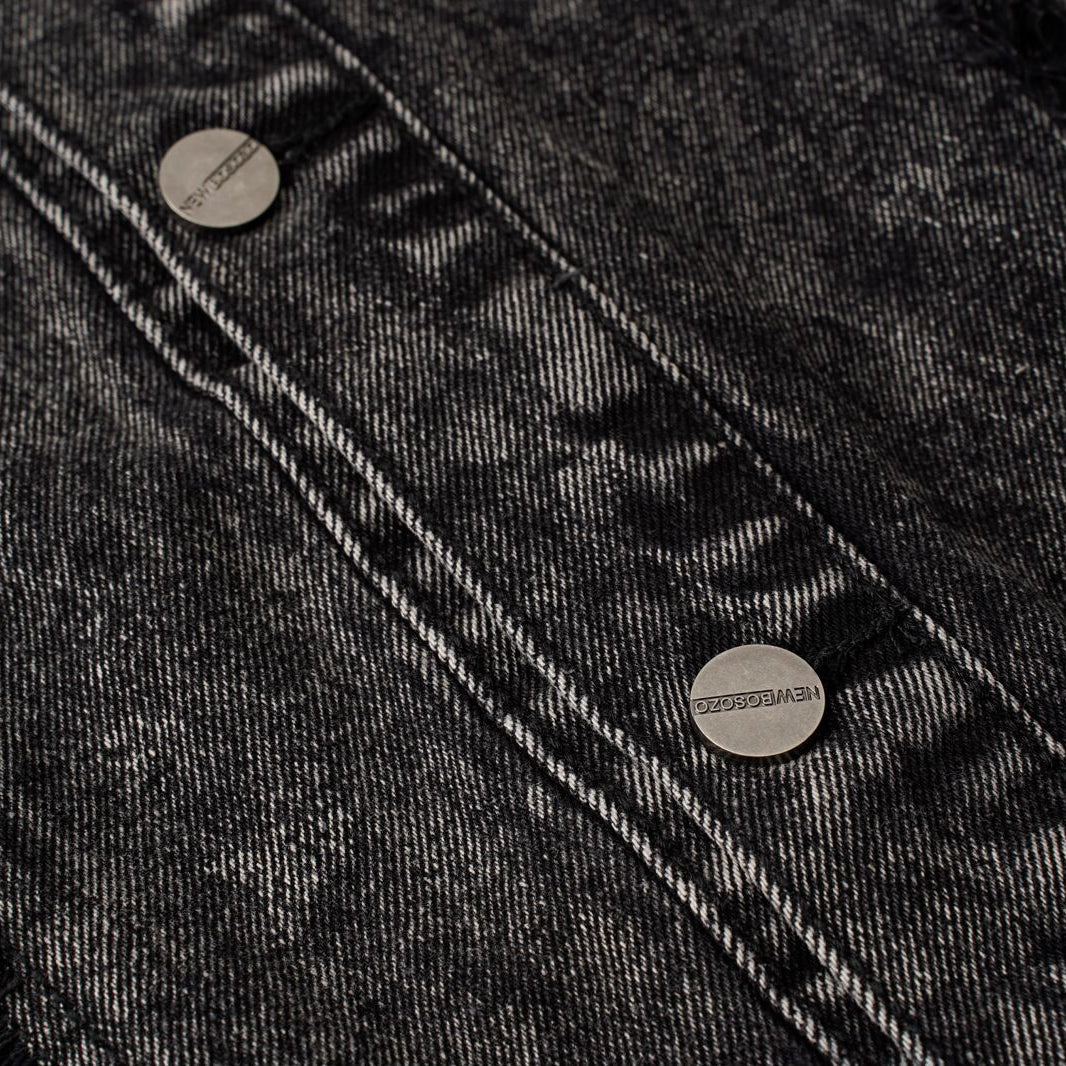 Frayed Panel Denim Vest