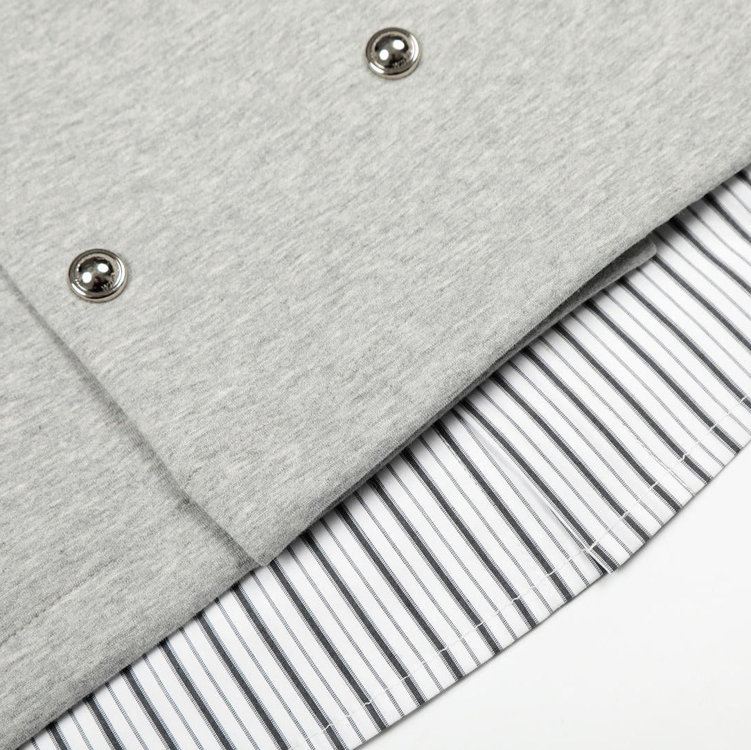 DualLayer Striped Collar Jacket