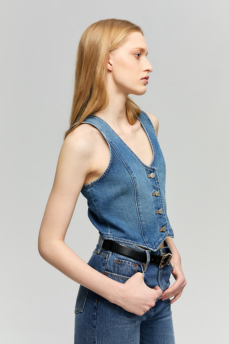 Blue Horizon Denim Vest HJ903 - JUSTLUXURY