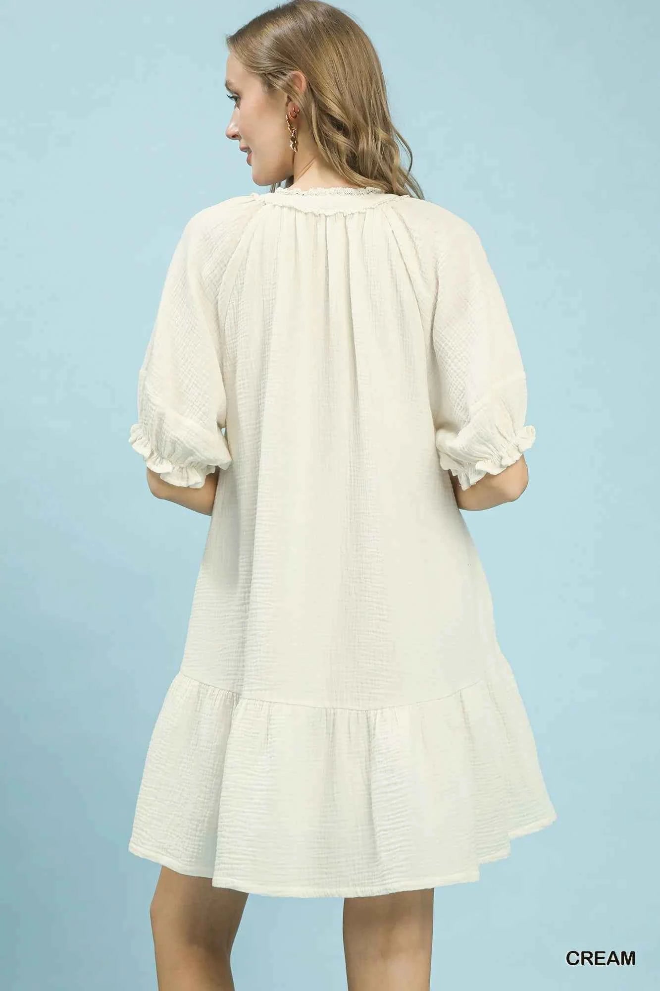 Umgee Cotton Gauze Mini Dress