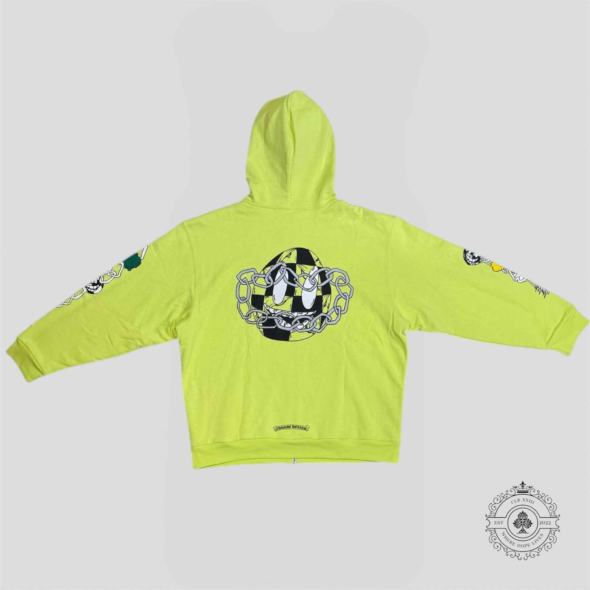 Chrome Hearts Matty Boy Link Zip Up Thermal Hoodie in Green