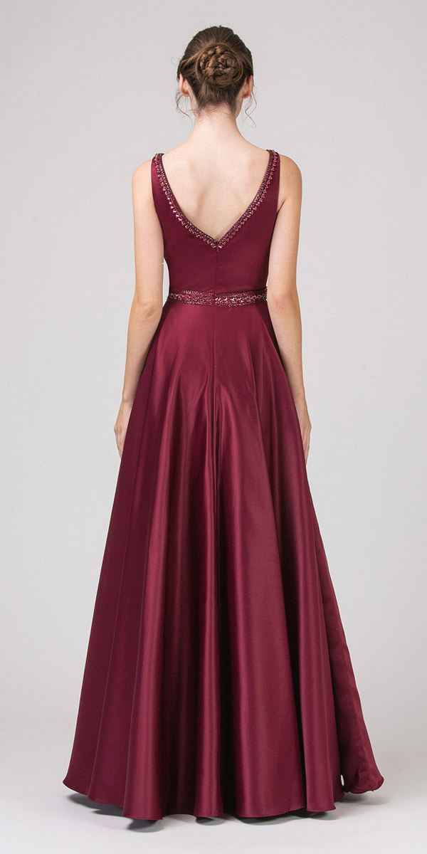 CLEARANCE - Eureka 9010 Embellished Long Prom Dress V-Neck with Pockets (Size L)