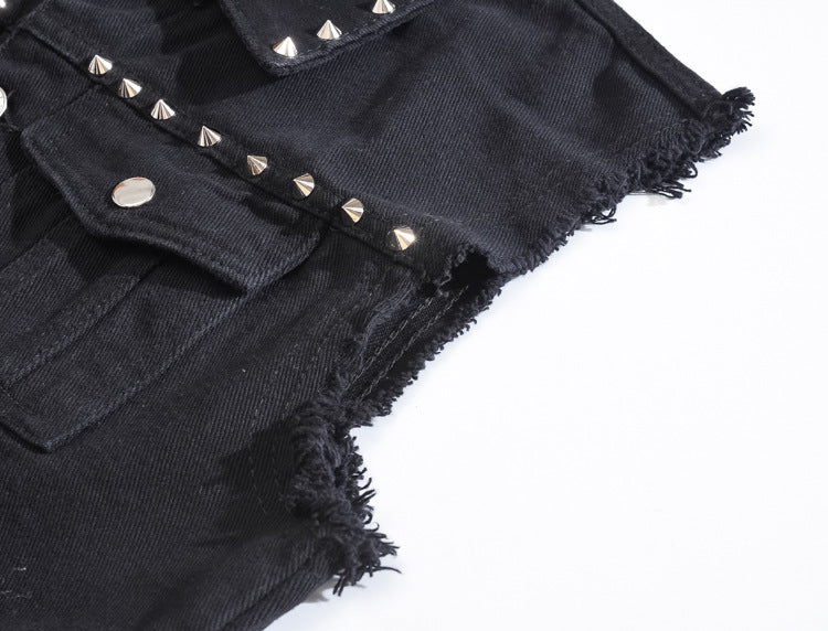 Edgy Studs Denim Vest