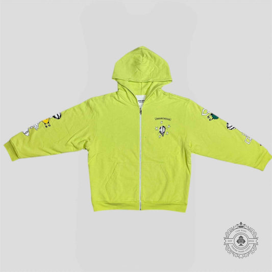 Chrome Hearts Matty Boy Link Zip Up Thermal Hoodie in Green