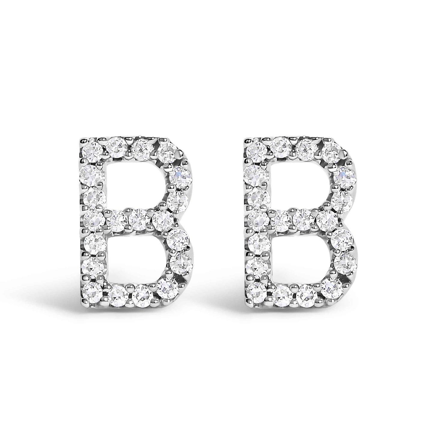 10K White Gold 1/10 Cttw Diamond Initial â€œAâ€ Stud Earring