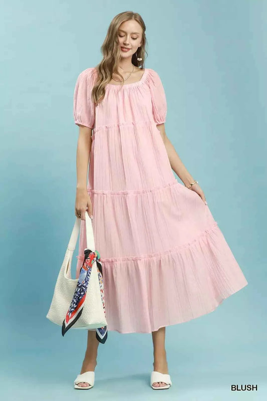 Umgee Textured Tiered Midi Dress