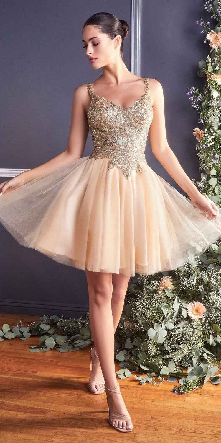 Cinderella Divine 9239 Short Poofy Layered A-Line Gown Tulle Skirt