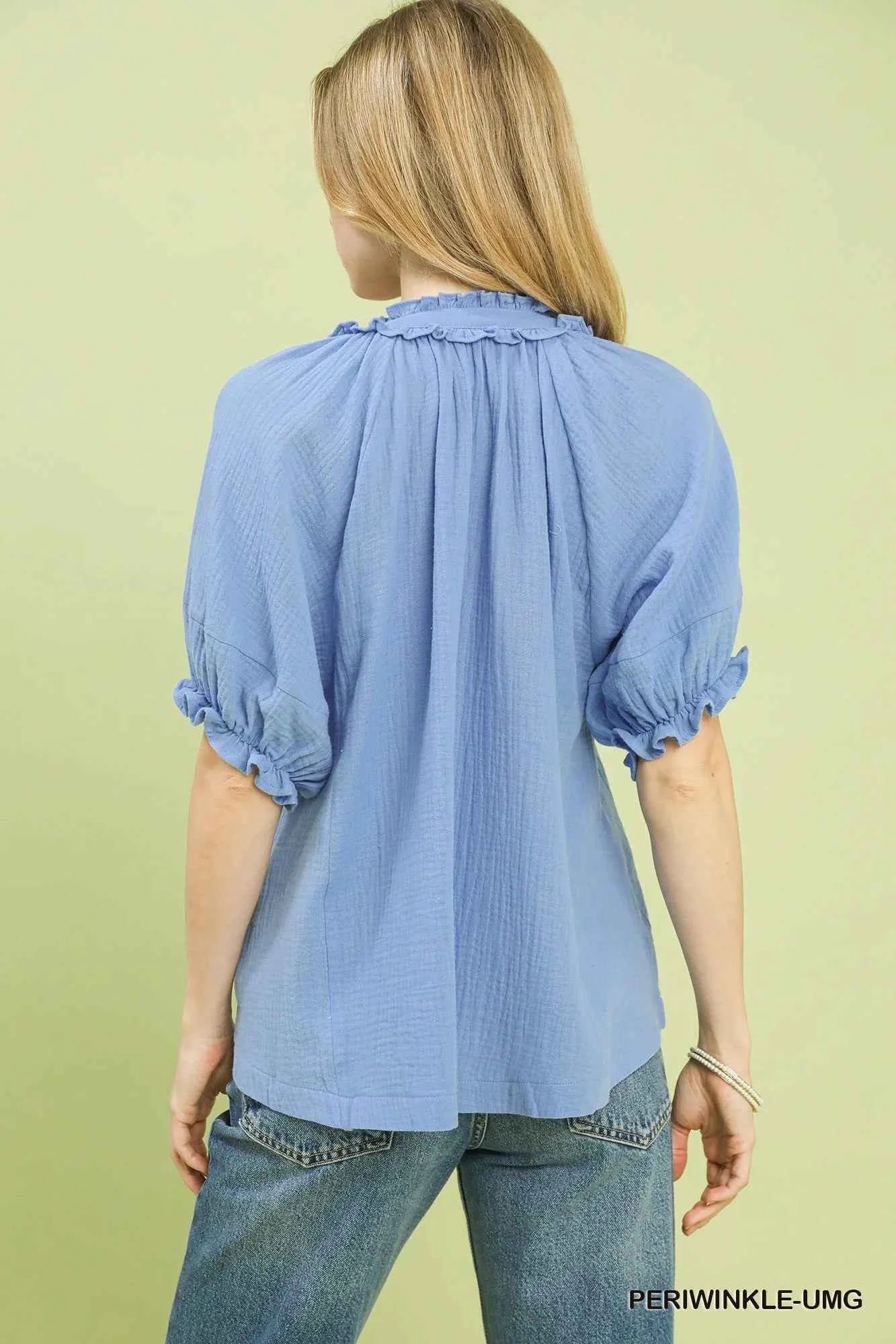 Umgee Cotton Gauze Ruffle Top