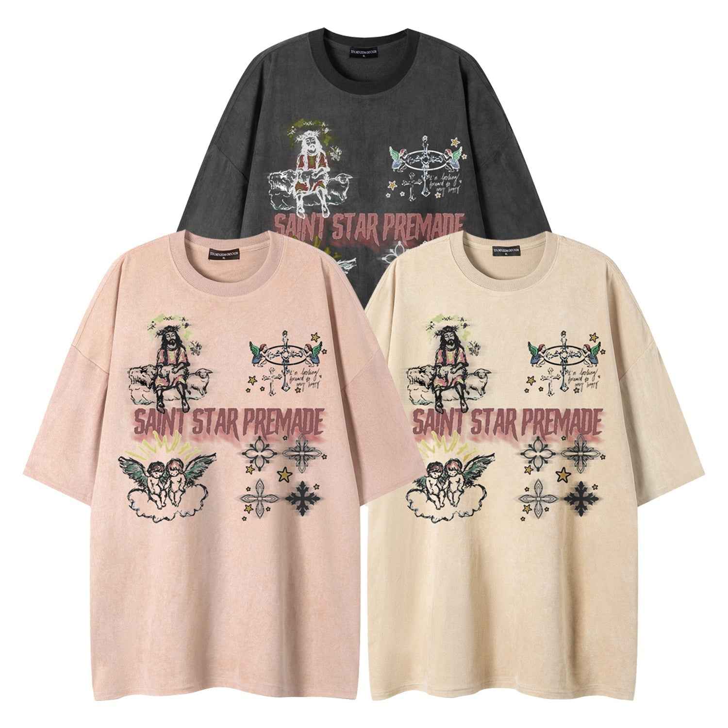 Angel print short sleeved shirt