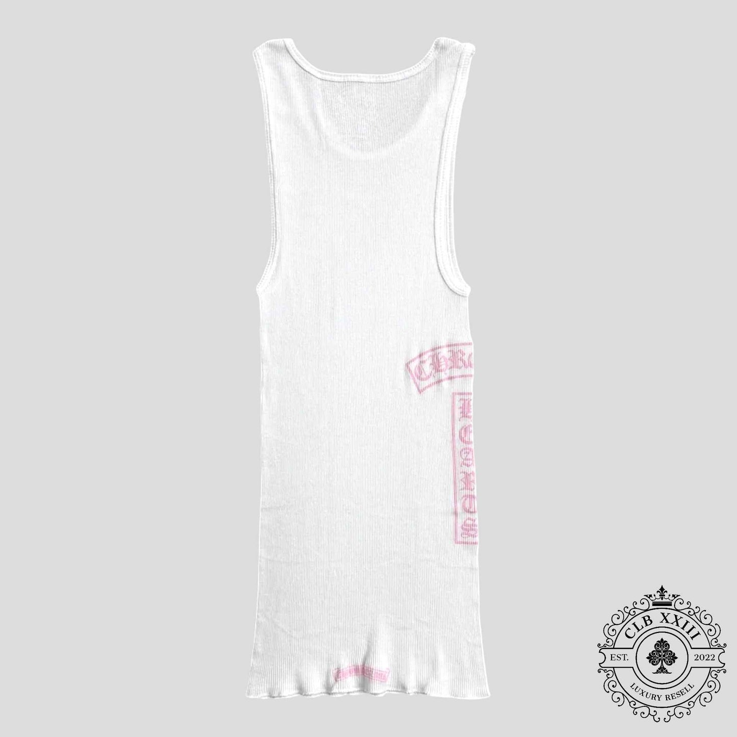 Chrome Hearts T Bar Rib Tank Top in White / Pink