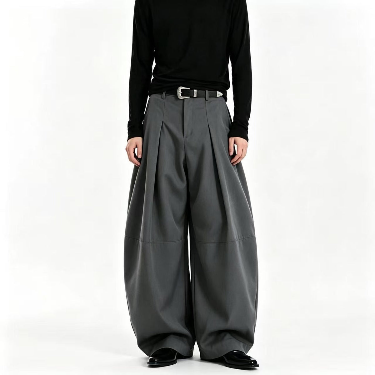 Unisex Pleated Balloon Wide-Leg Baggy Suit Pants