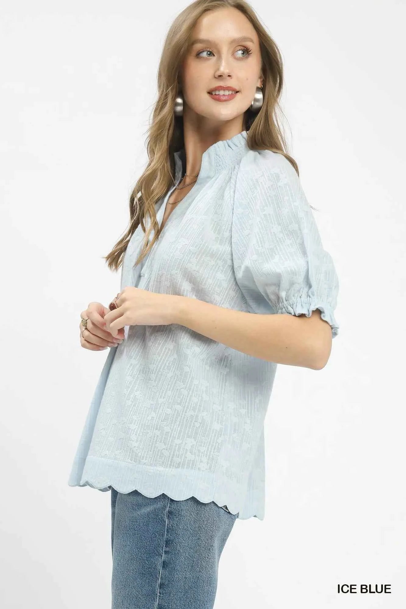 Umgee Textured Pintuck Blouse