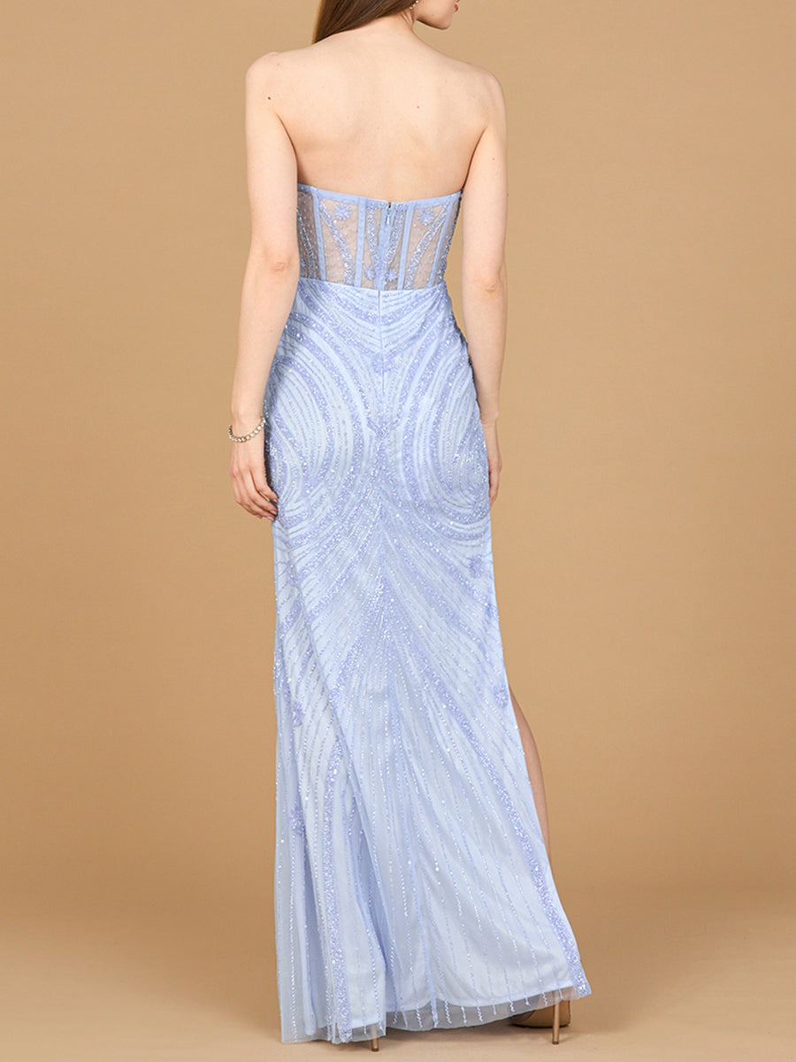 Beaded Corset Dress with Slit - JUSTLUXURY