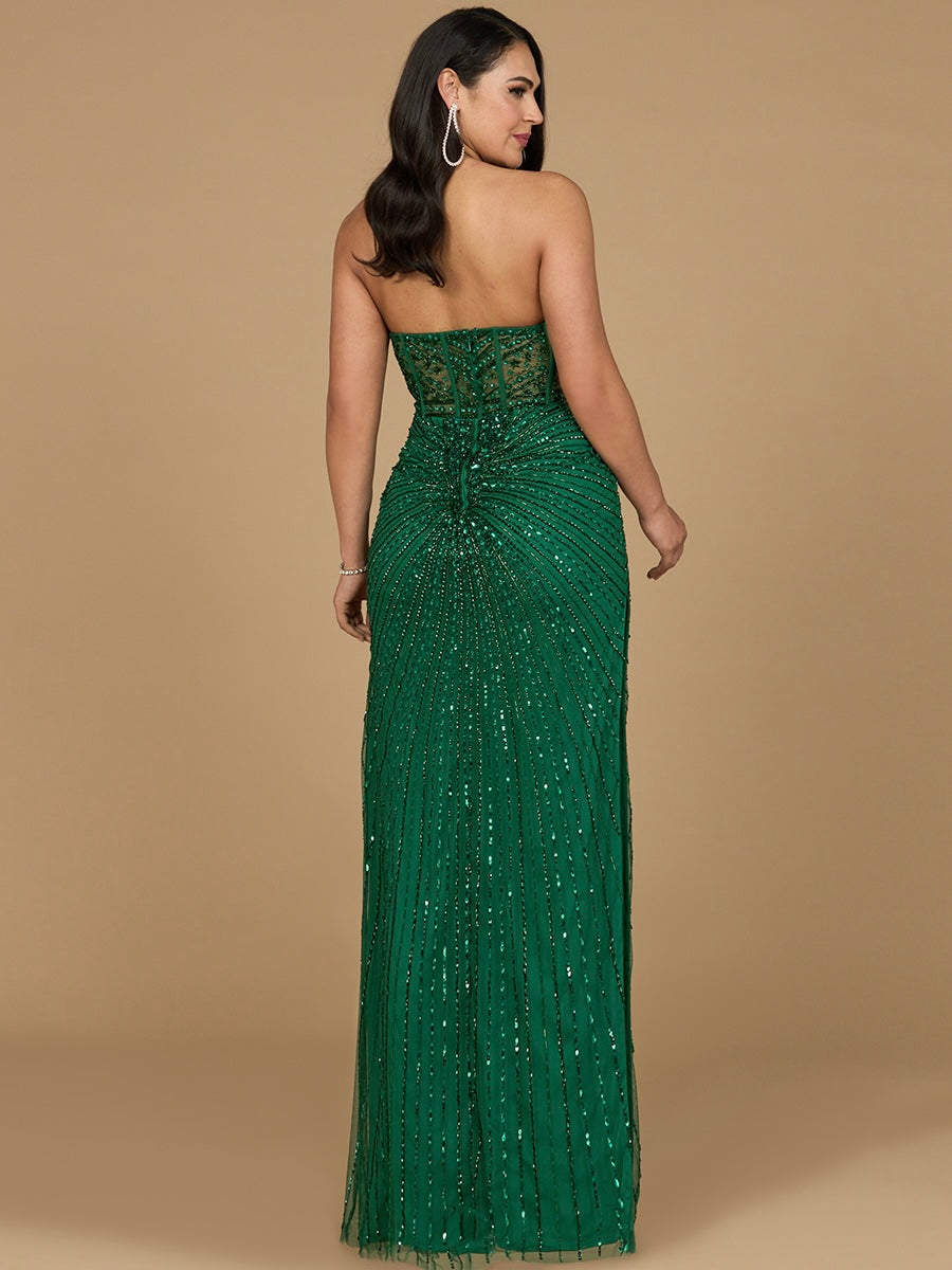 Embellished Strapless Gown with Slit | 9953 - JUSTLUXURY