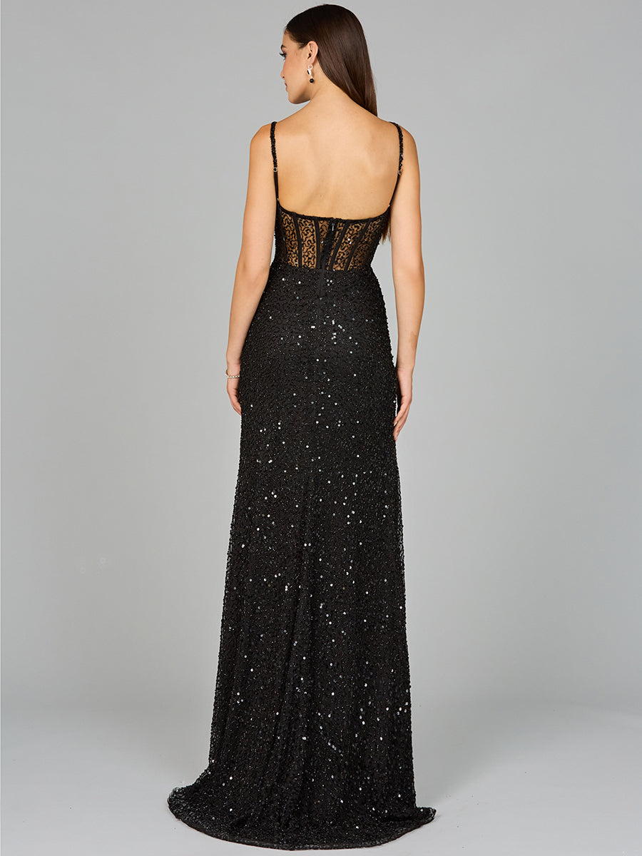 Elegant Corset Gown with Slit - JUSTLUXURY