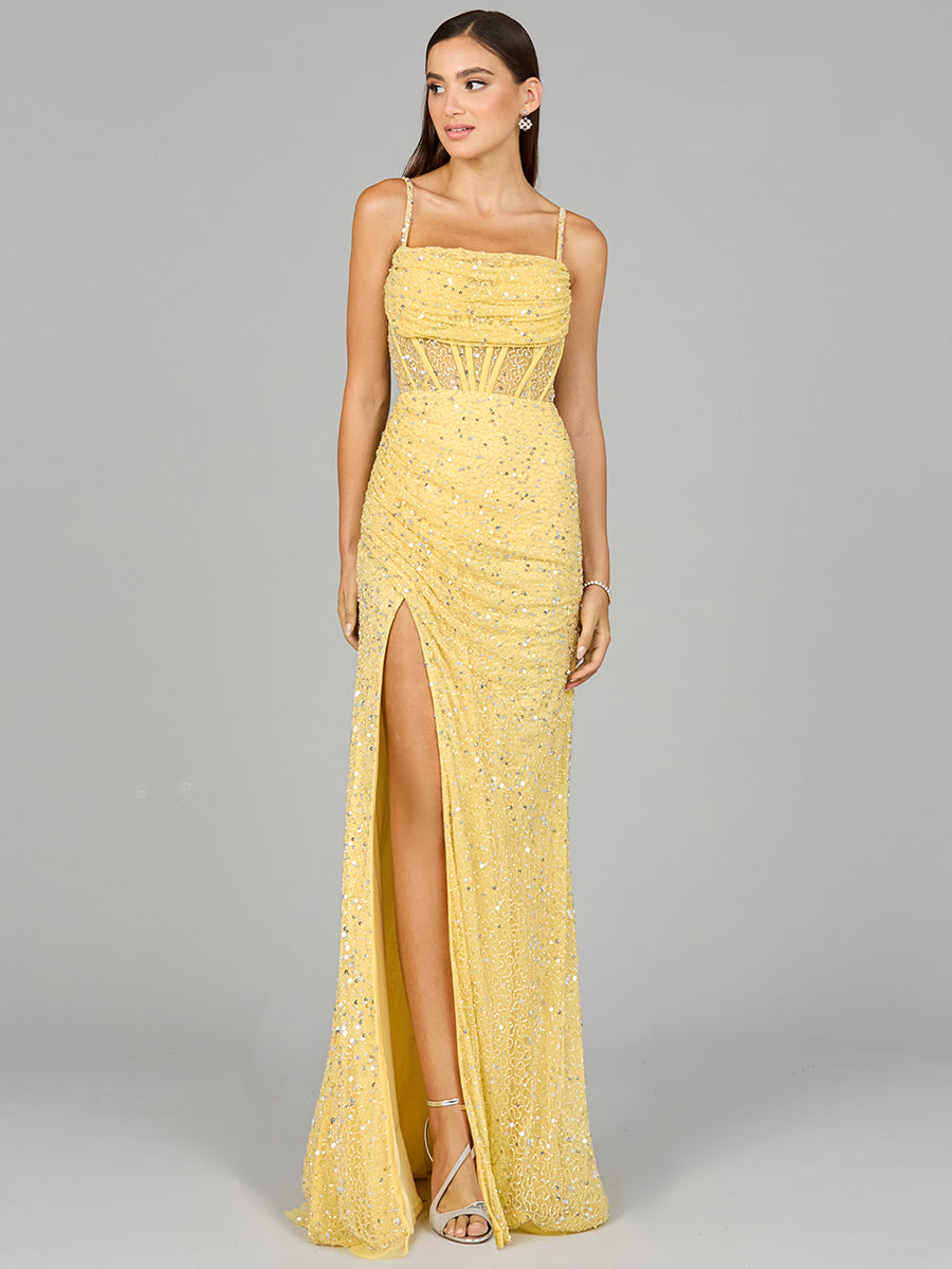 Elegant Corset Gown with Slit - JUSTLUXURY