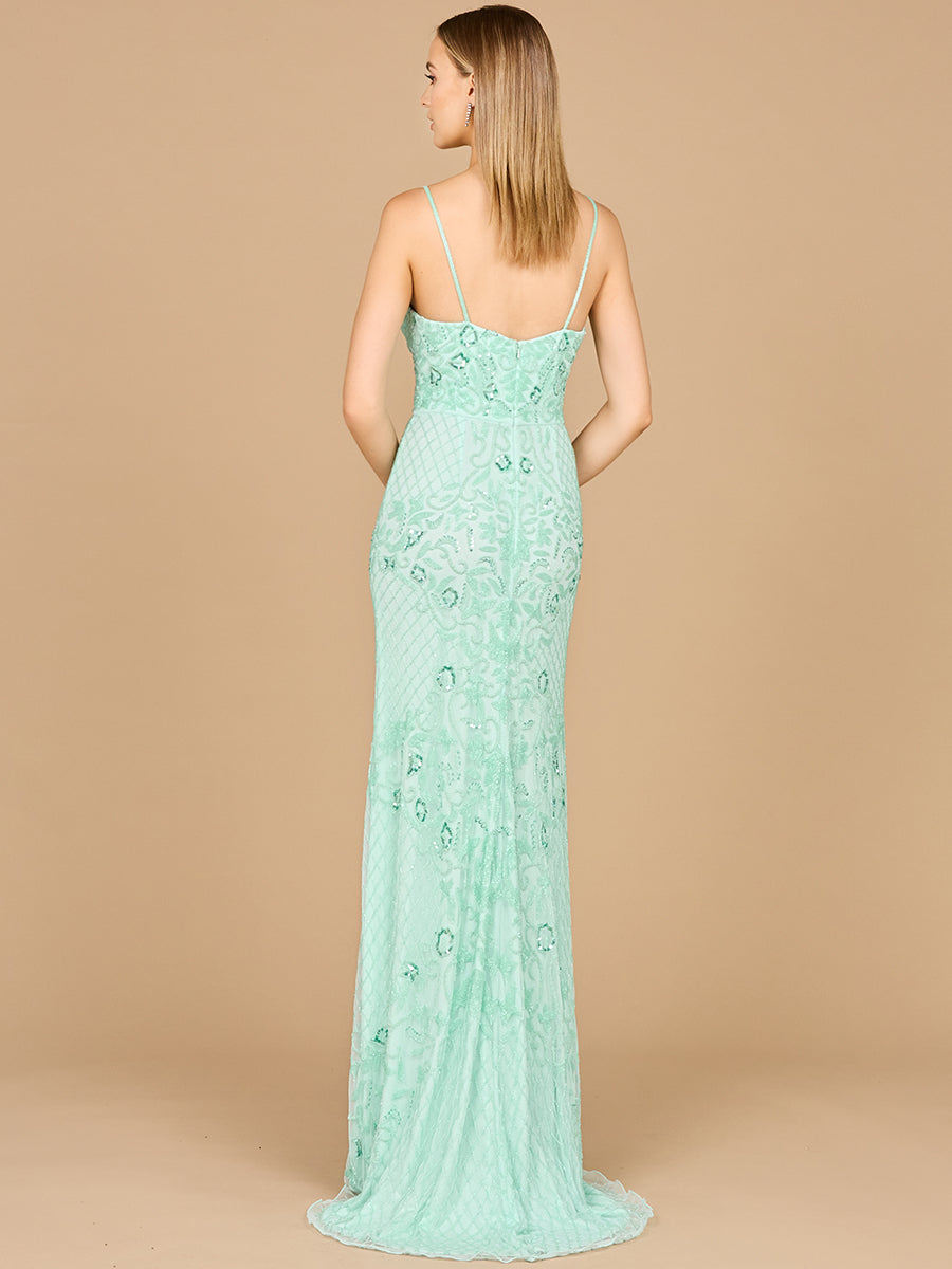 Body Con V-Neck Beaded Gown - JUSTLUXURY