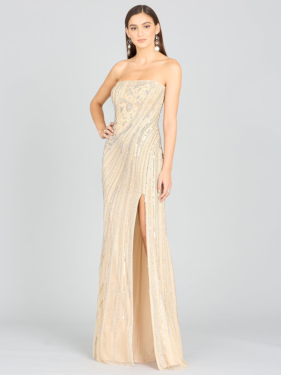 Freddy Strapless Beaded Gown - JUSTLUXURY