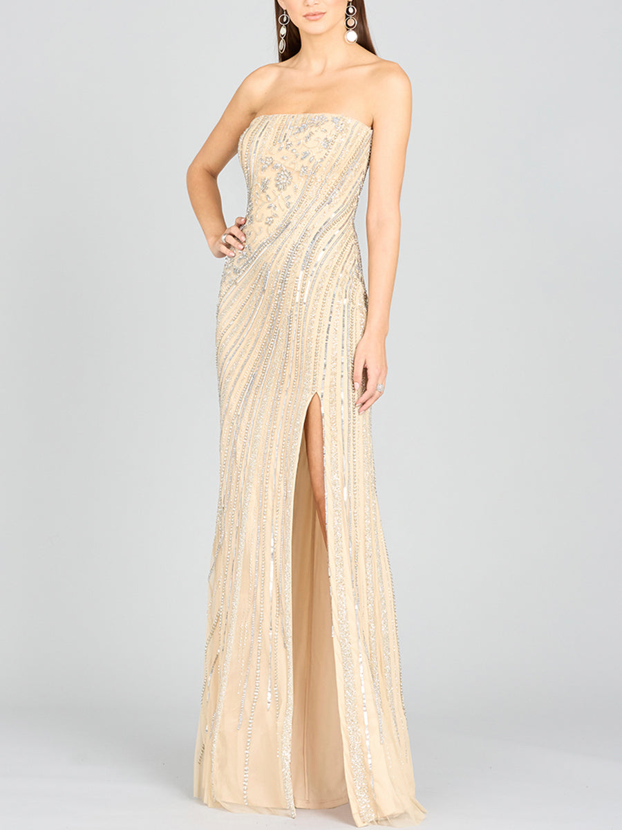 Freddy Strapless Beaded Gown - JUSTLUXURY