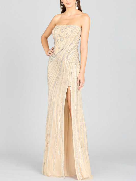 Freddy Strapless Beaded Gown - JUSTLUXURY