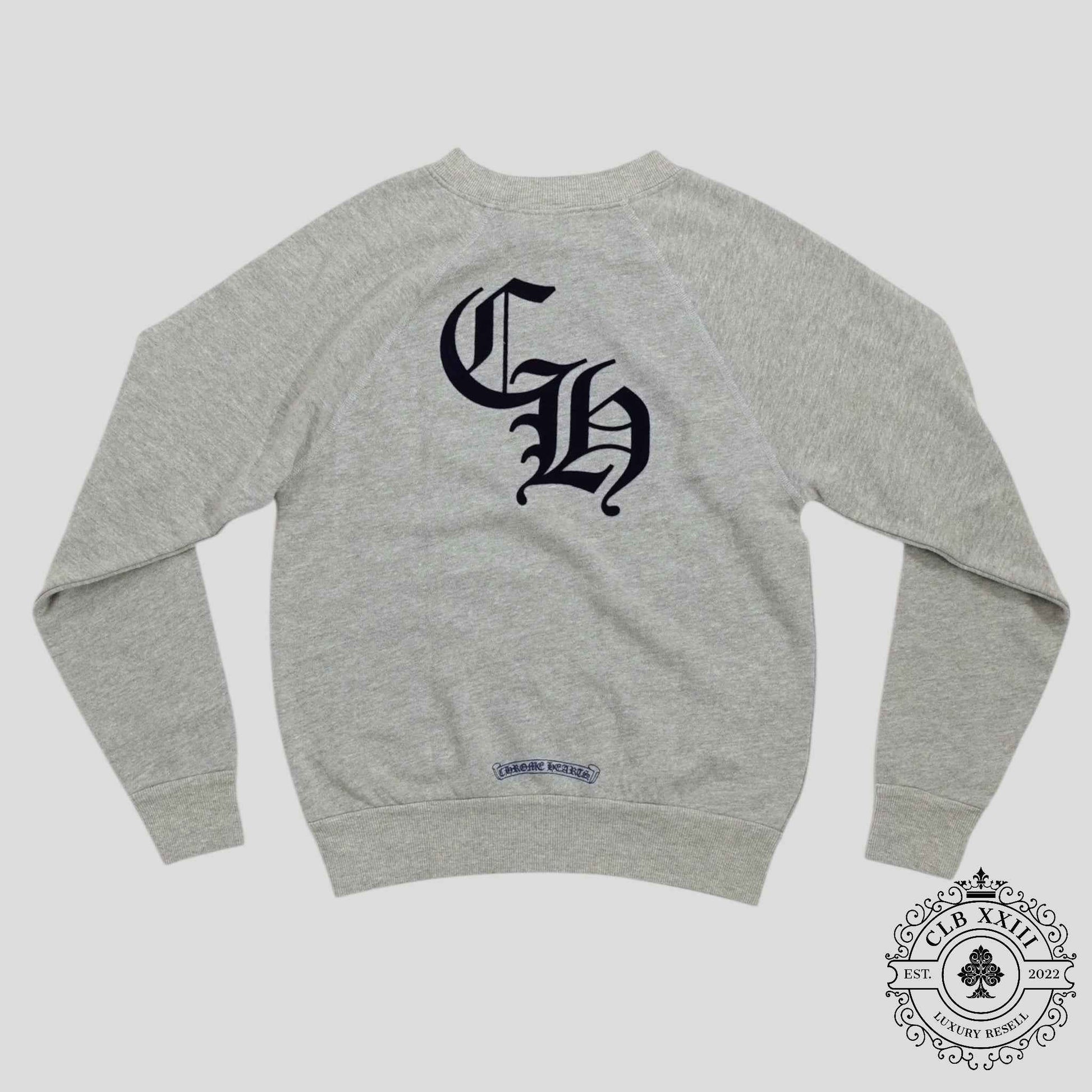 Chrome Hearts Women's Triple Cross CH Flocked Crewneck in Grey