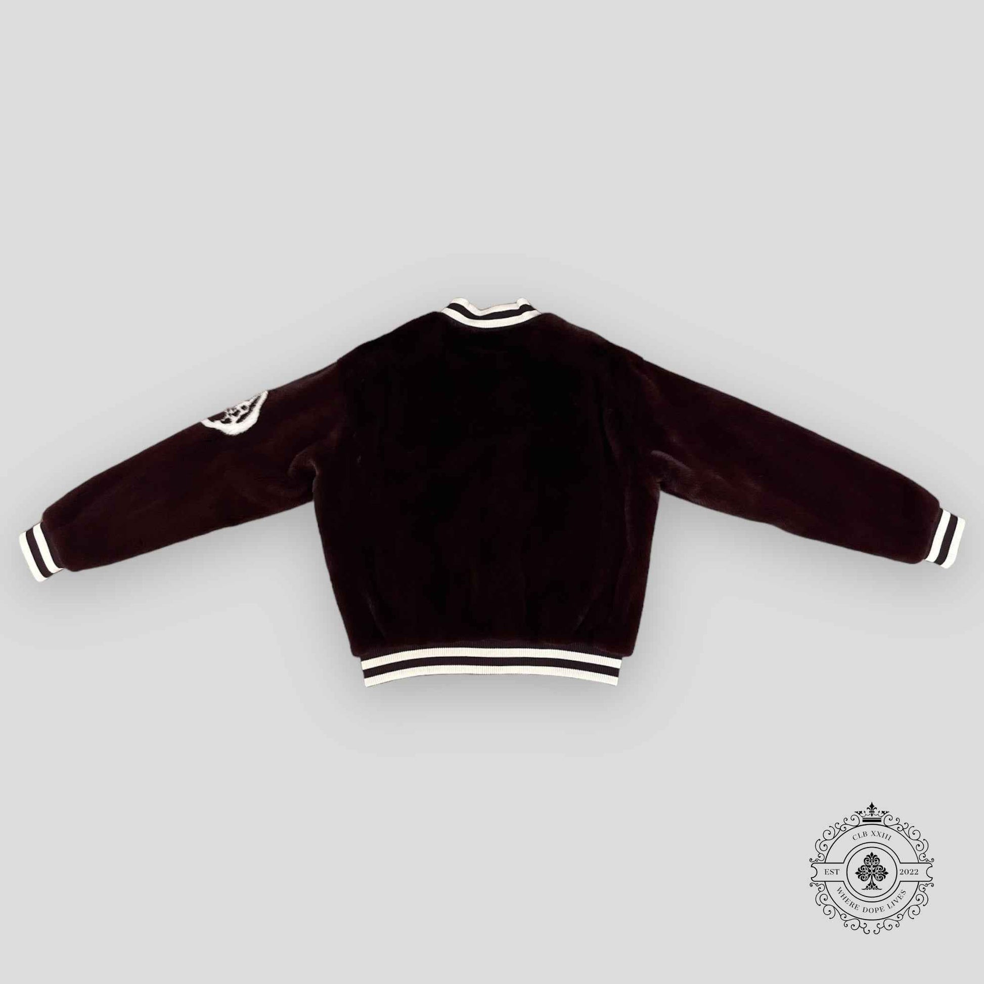 Louis Vuitton Lovers Mink Bomber in Maroon