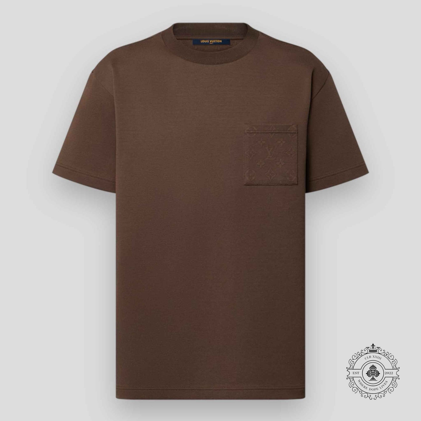Louis Vuitton Signature Monogram Pocket T-Shirt in Chocolate Plum