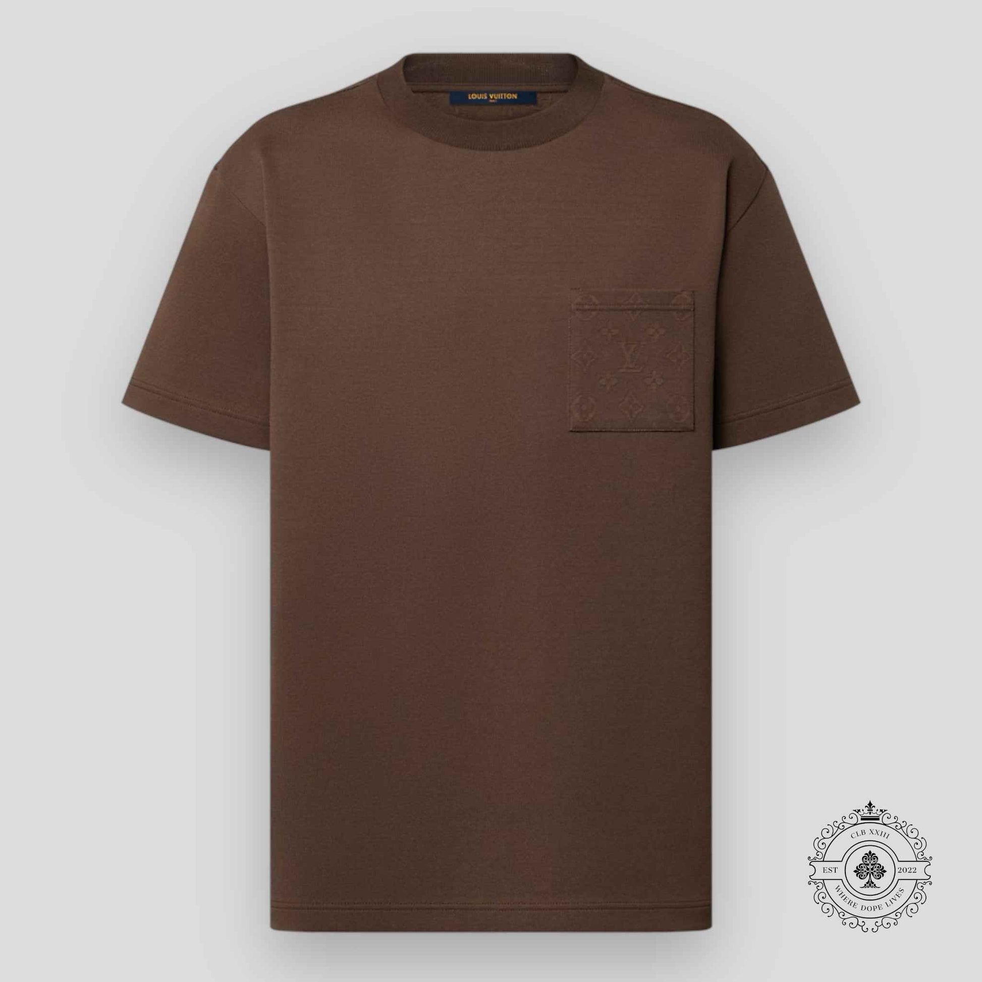 Louis Vuitton Signature Monogram Pocket T-Shirt in Chocolate Plum