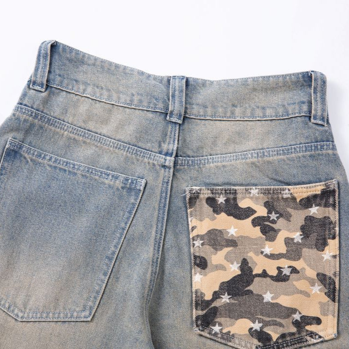 Star Patched Camo Baggy Jeans