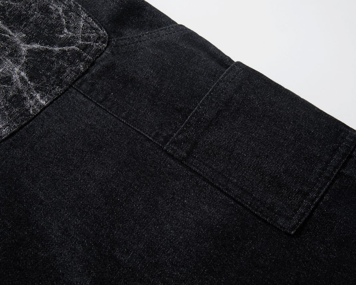 The Black Marbled Double-Waist Jeans