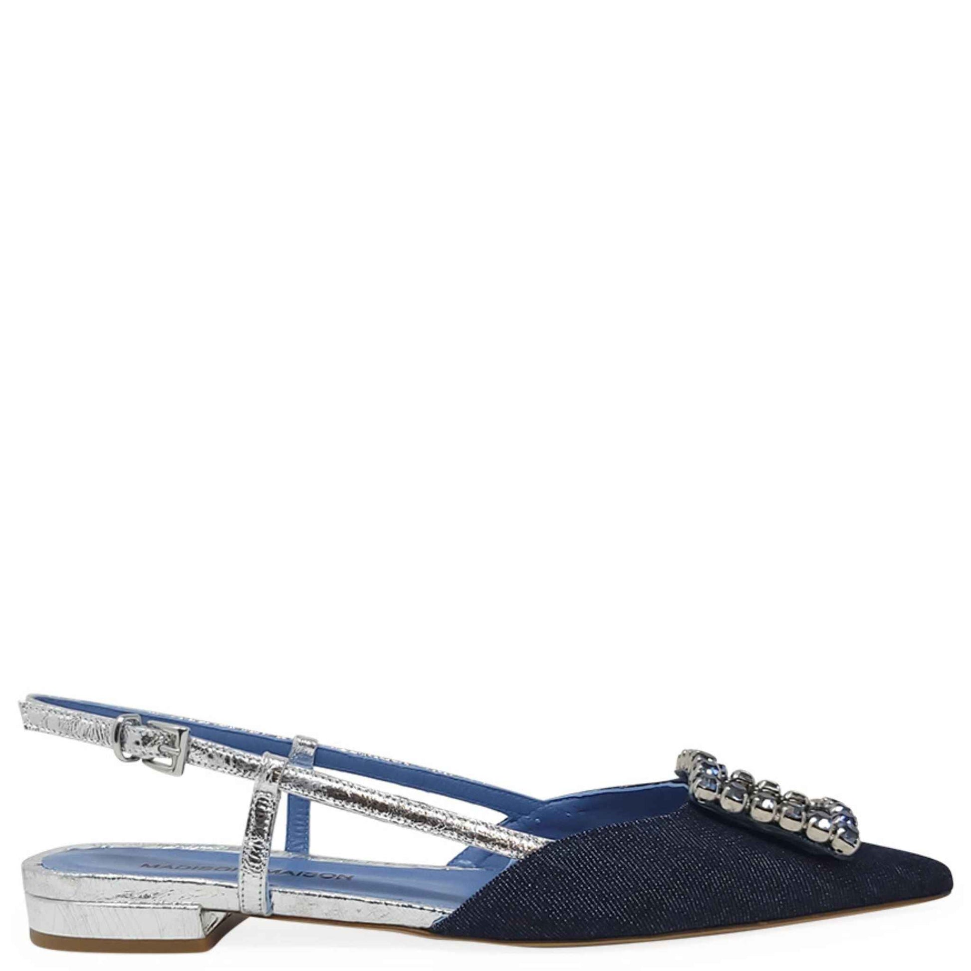 Denim/Silver Sling Back Flat