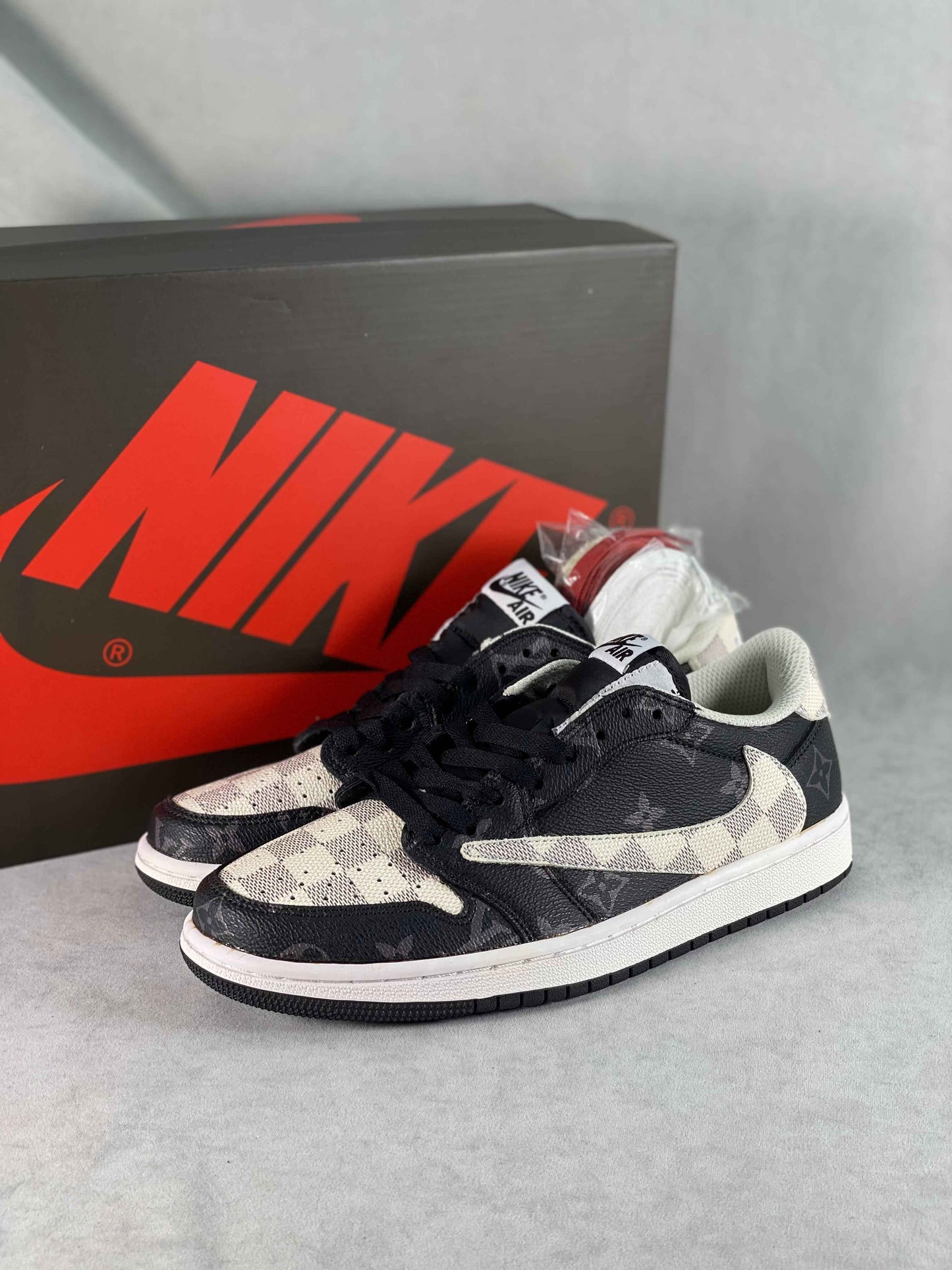 Custom Travis Scott Fragment Air Jordan 1 Low TS x Monogram DM7866-512 SneakerNational