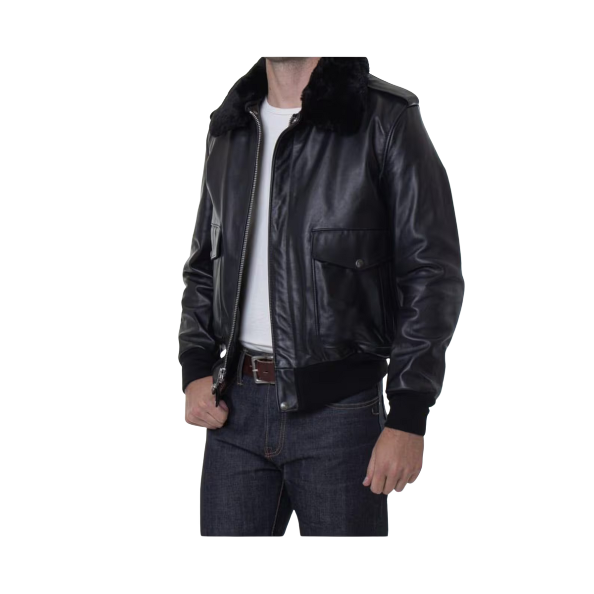 Men's Cowhide A-2 Flight Jacket with Zip-Out Liner