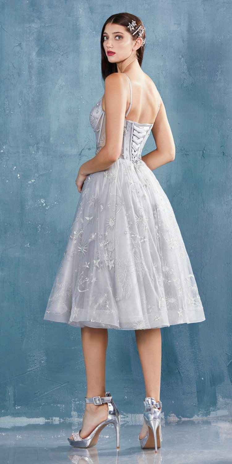 Andrea & Leo A0823 Illusion Bodice Short Prom Dress with Corset Back