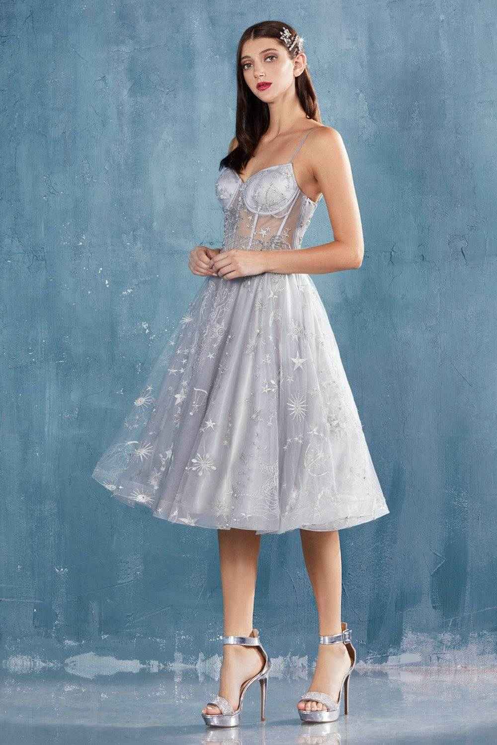 Andrea & Leo A0823 Illusion Bodice Short Prom Dress with Corset Back