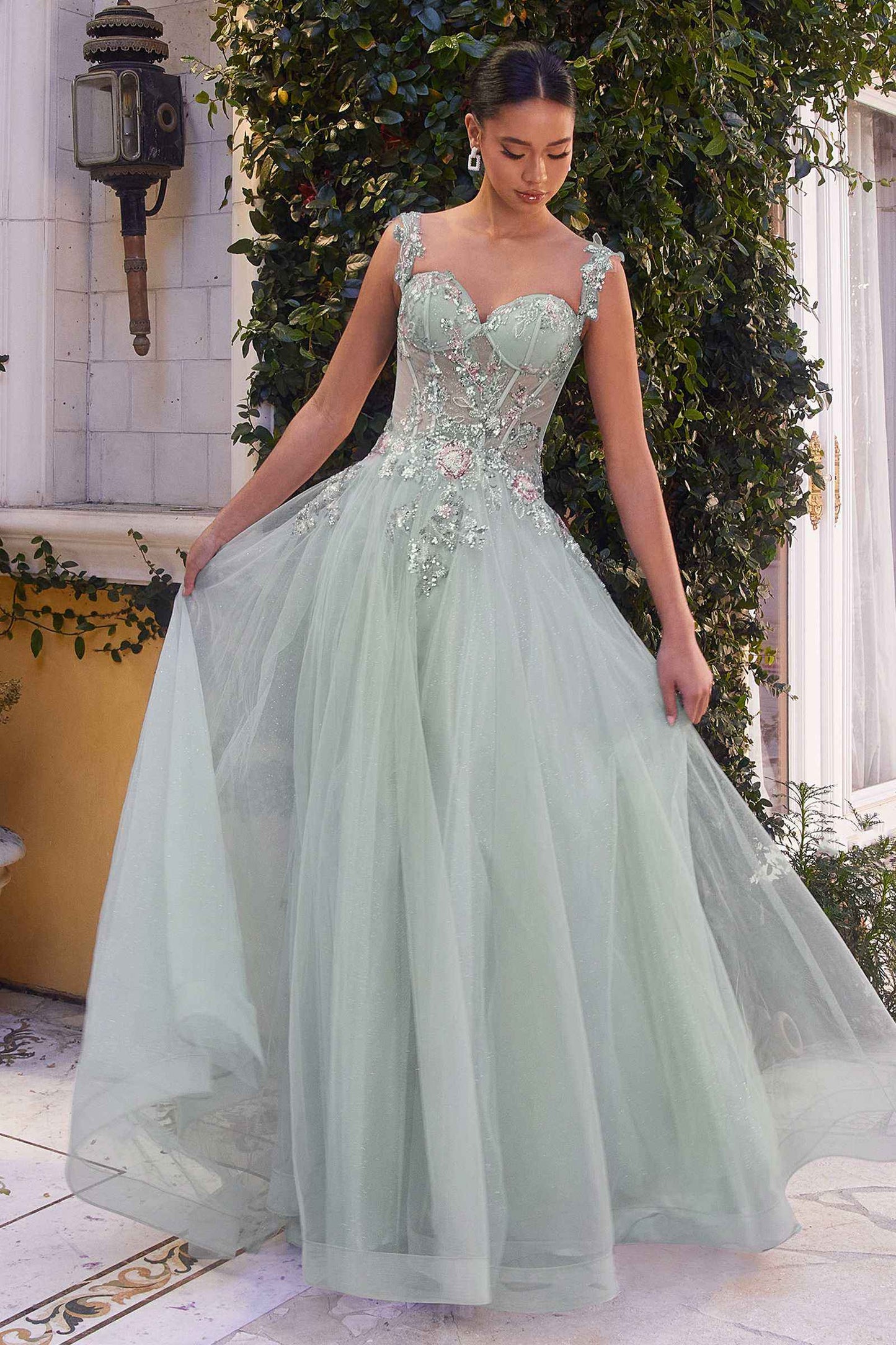 Andrea & Leo A1258 Long Embellished Tulle A-Line Ball Gown
