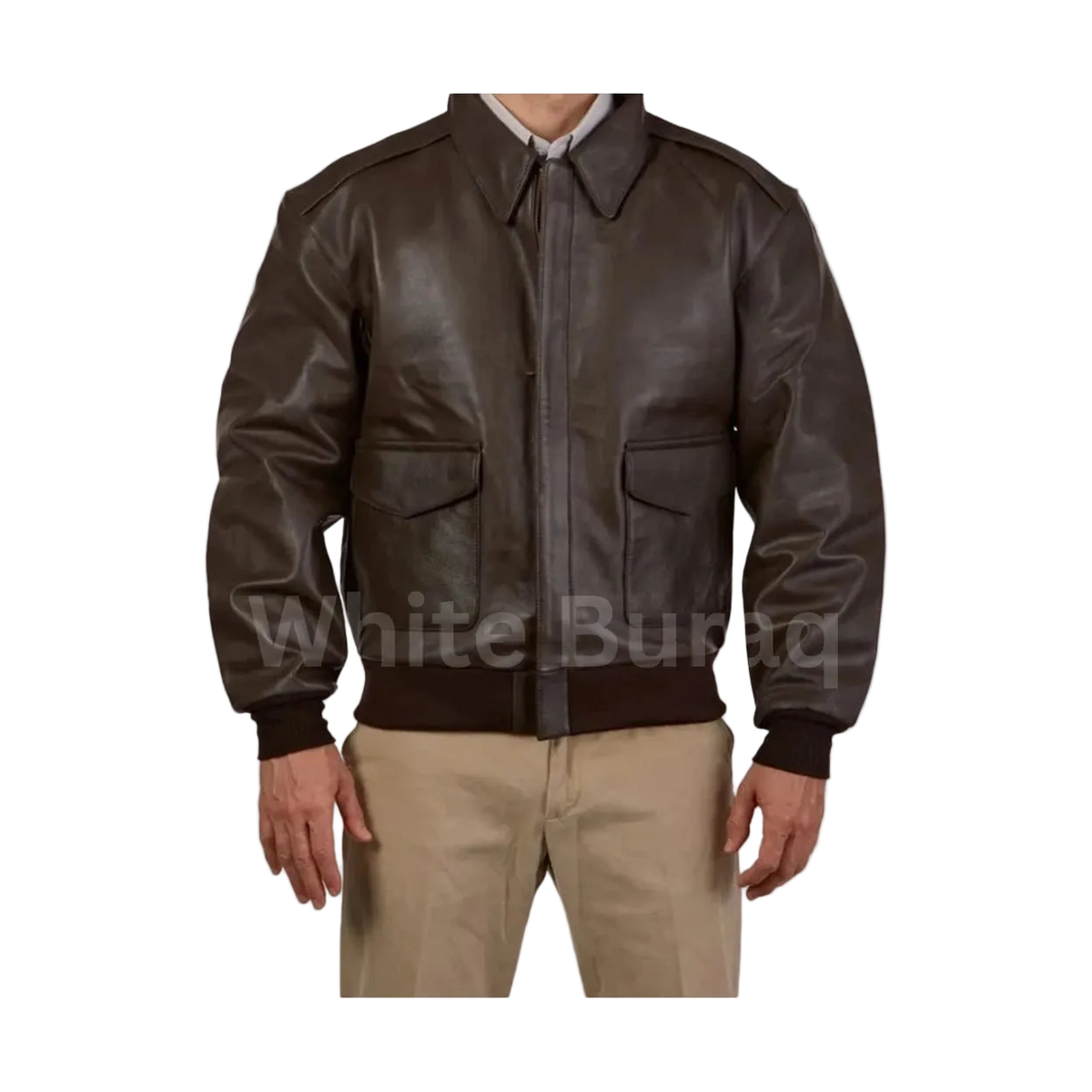Men's Distressed Brown Leather A-2 Bomber Jacket
