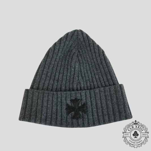 Chrome Hearts Plus Patch Cashmere Beanie in Grey