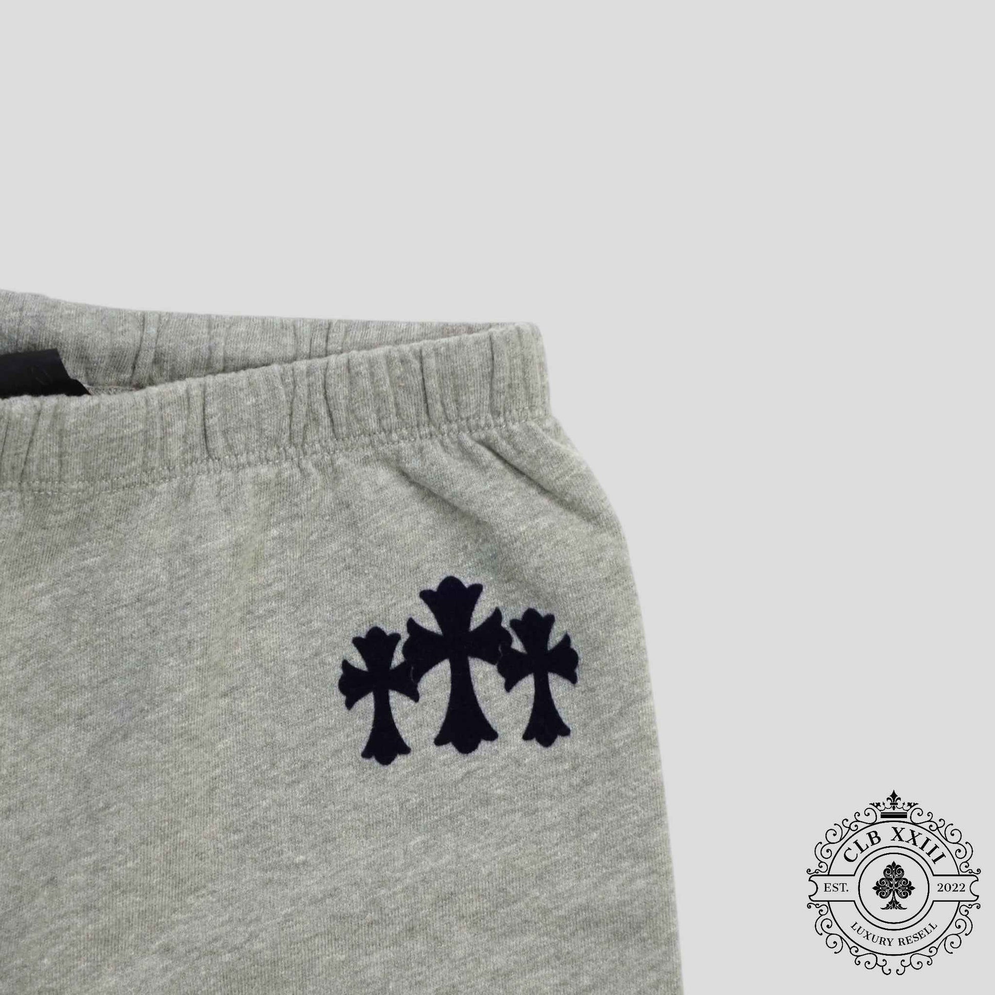 Chrome Hearts Women's Triple Cross CH Flocked Sweatpants in Grey