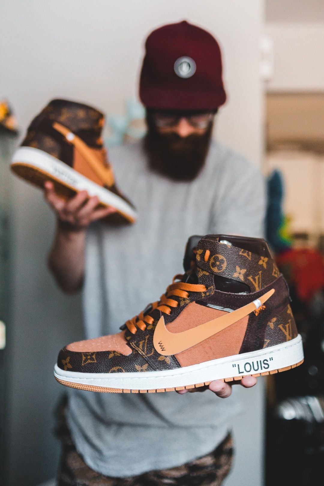 Custom Air Jordan 1 Monogram High Q  With Original Box