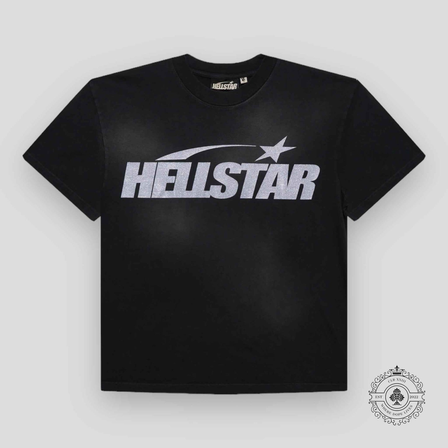 Hellstar Sport Logo Gel T-shirt in Black / Glitter