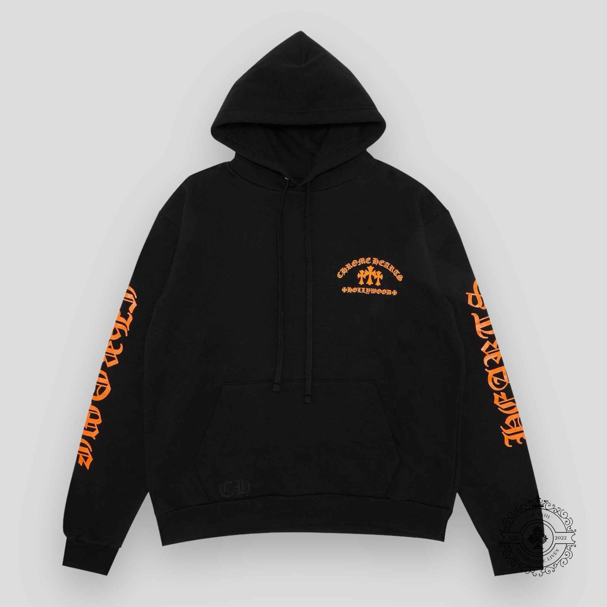 Chrome Hearts Triple Cross Hoodie- Black/Orange